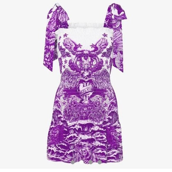Jaded London Shirred Tattoo Print Mini Dress - Picture 1 of 12
